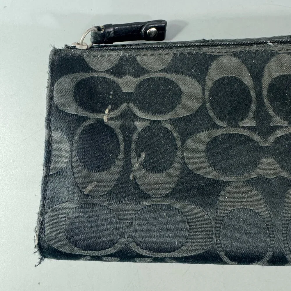 Coach Signature Black Canvas Snakeskin Printed Turn-Lock Long Wallet - Picture 5 of 13